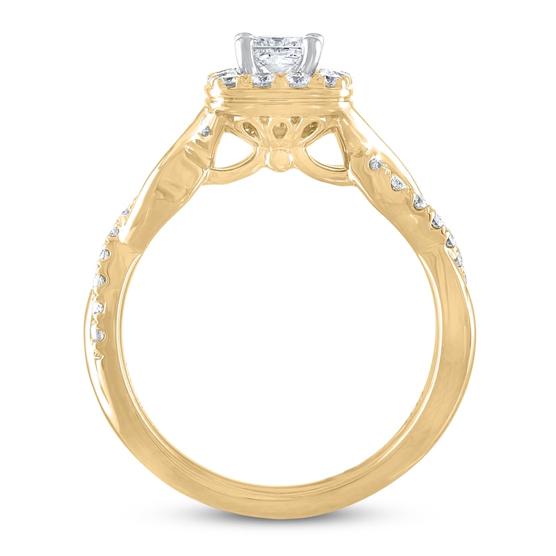 Main Image 5 of THE LEO Diamond Engagement Ring 3/4 ct tw Princess & Round-cut 14K Yellow Gold