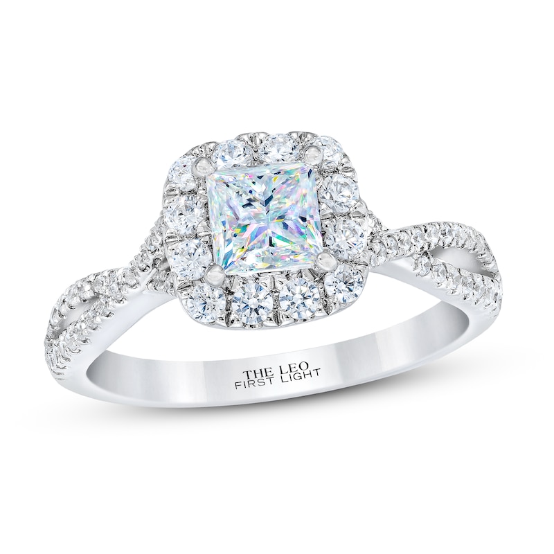 Main Image 1 of THE LEO First Light Diamond Princess-Cut Engagement Ring 1-1/8 ct tw 14K White Gold