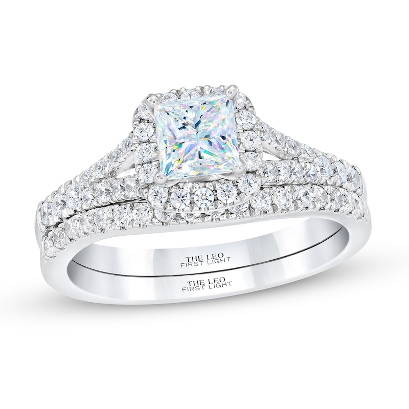 Main Image 1 of THE LEO First Light Princess-cut Diamond Bridal Set 7/8 ct tw 14K White Gold