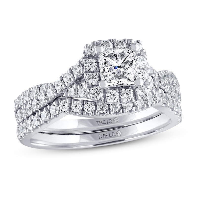 THE LEO Diamond Bridal Set 1 ct tw Princess & Round 14K White Gold ...