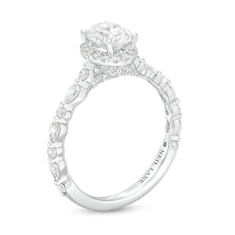 Neil Lane Premiere Diamond Engagement Ring 1-1/2 ct tw Oval/Pear/Round 14K White Gold