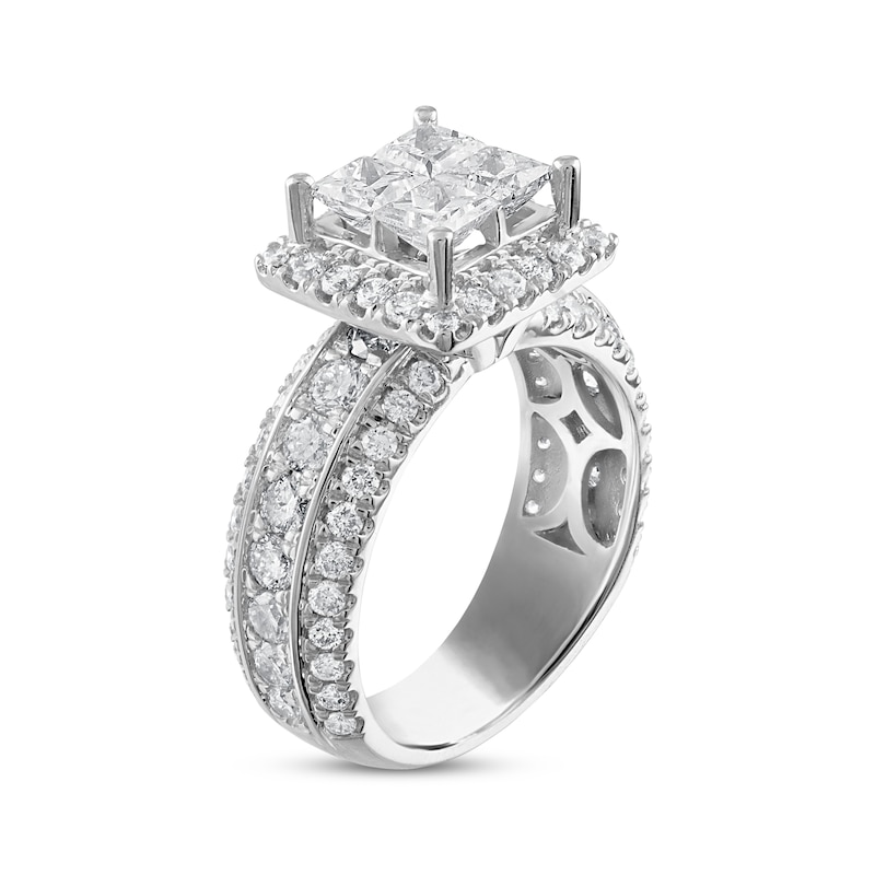 Main Image 2 of Multi-Diamond Engagement Ring 3 ct tw Princess & Round 14K White Gold