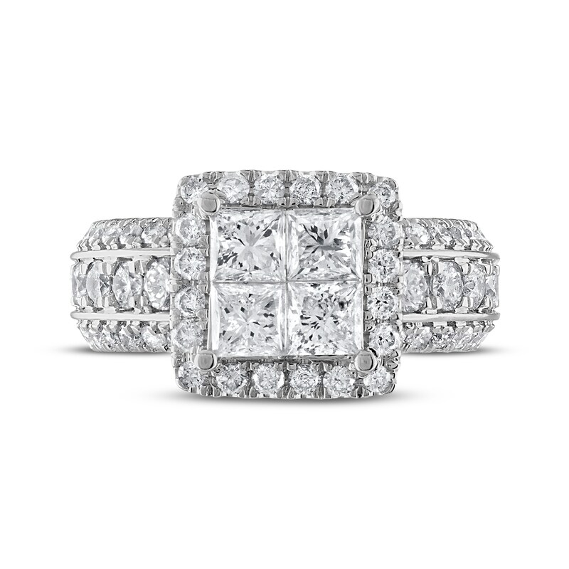 Main Image 3 of Multi-Diamond Engagement Ring 3 ct tw Princess & Round 14K White Gold