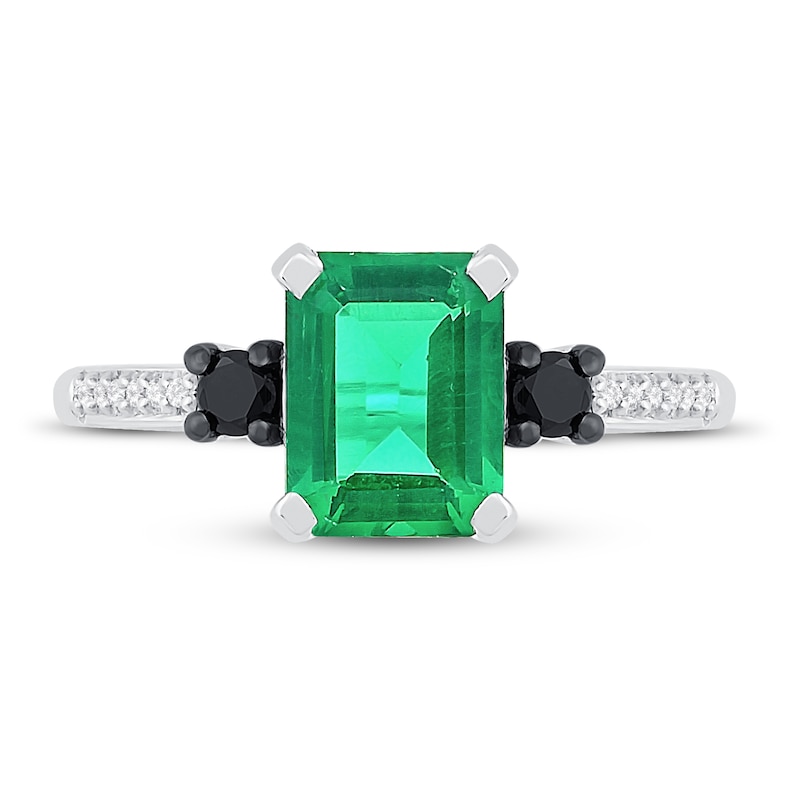 Emerald & Diamond Engagement Ring 1/6 ct tw Emerald & Round-cut 10K White Gold