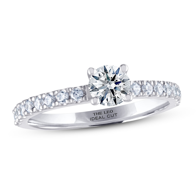 Main Image 1 of THE LEO Ideal Cut Diamond Engagement Ring 3/4 ct tw Round-cut 14K White Gold