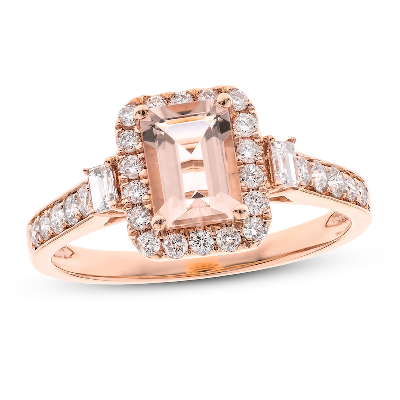 Morganite & Diamond Engagement Ring 1/2 ct tw 14K Rose Gold | Kay Outlet