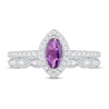 Thumbnail Image 2 of Amethyst & Diamond Bridal Set 1/4 ct tw Marquise-cut 10K White Gold