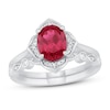 Thumbnail Image 1 of Ruby & Diamond Bridal Set 1/10 ct tw 10K White Gold