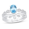 Thumbnail Image 0 of Swiss Blue Topaz & Diamond Bridal Set 1/15 ct tw 10K White Gold