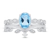 Thumbnail Image 1 of Swiss Blue Topaz & Diamond Bridal Set 1/15 ct tw 10K White Gold
