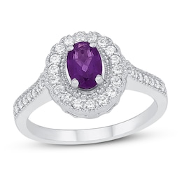 Adore Amethyst & Diamond Engagement Ring 1/3 ct tw 10K White Gold