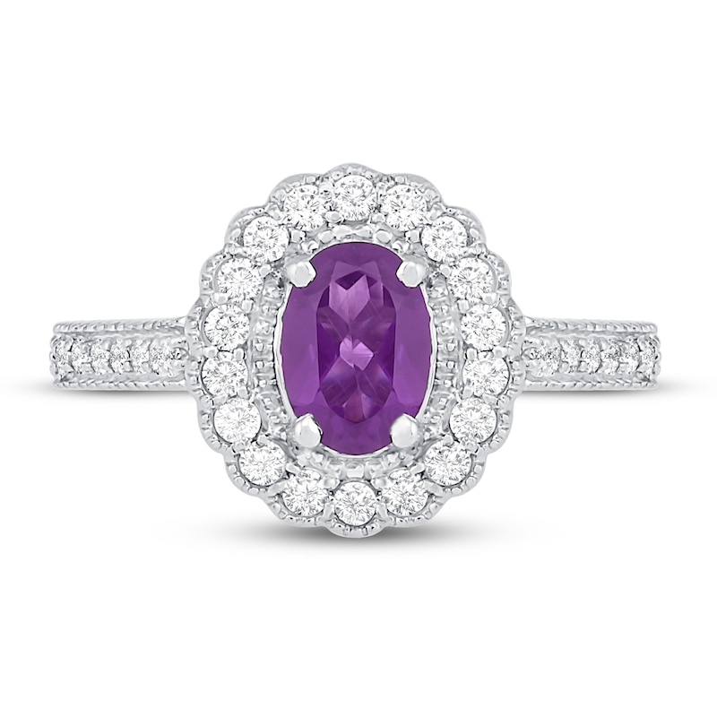 Amethyst & Diamond Engagement Ring 1/3 ct tw 10K White Gold