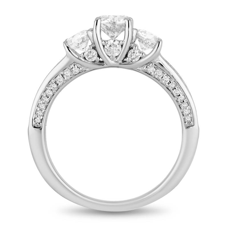 Main Image 2 of 3-Stone Diamond Engagement Ring 2 ct tw Round & Princess 14K White Gold