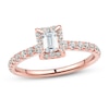 Thumbnail Image 1 of Diamond Engagement Ring 3/4 ct tw Emerald & Round 14K Rose Gold