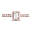 Thumbnail Image 3 of Diamond Engagement Ring 3/4 ct tw Emerald & Round 14K Rose Gold