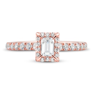 Diamond Engagement Ring 3/4 ct tw Emerald & Round 14K Rose Gold | Kay ...
