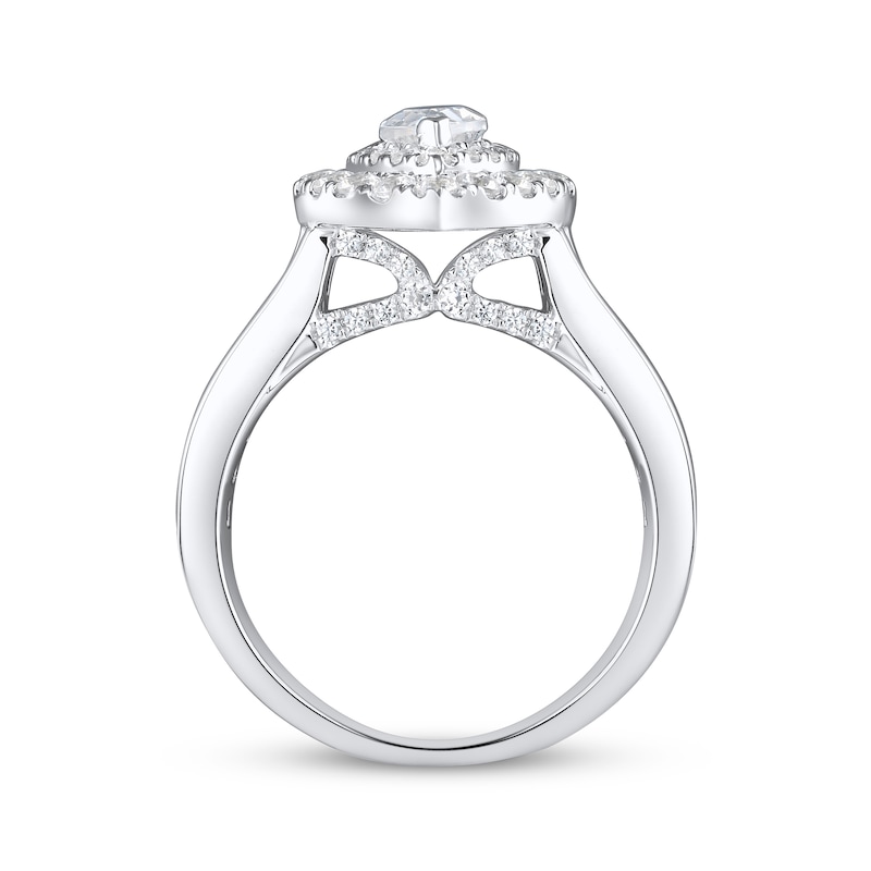 Main Image 3 of Diamond Engagement Ring 1-7/8 ct tw Pear, Baguette & Round 14K White Gold