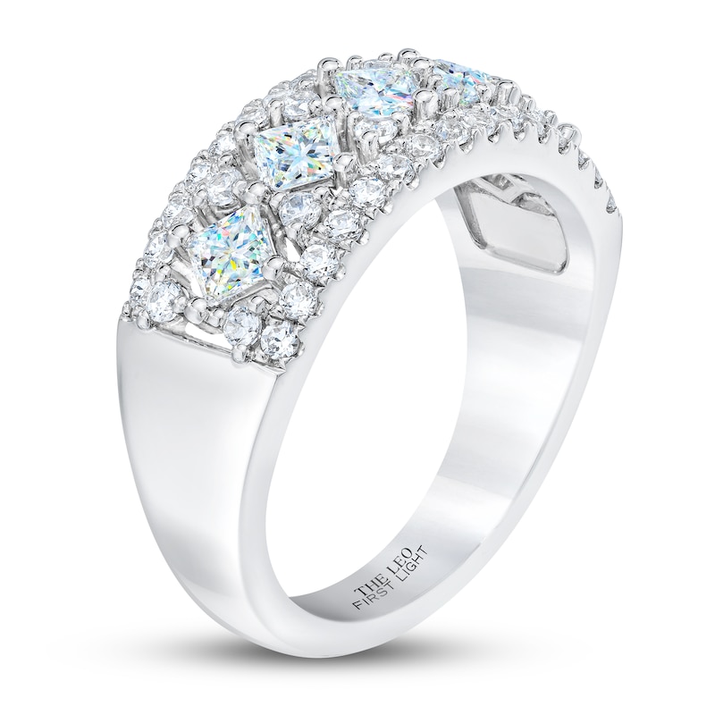 Main Image 2 of THE LEO First Light Diamond Princess & Round-Cut Anniversary Ring 1-1/2 ct tw 14K White Gold