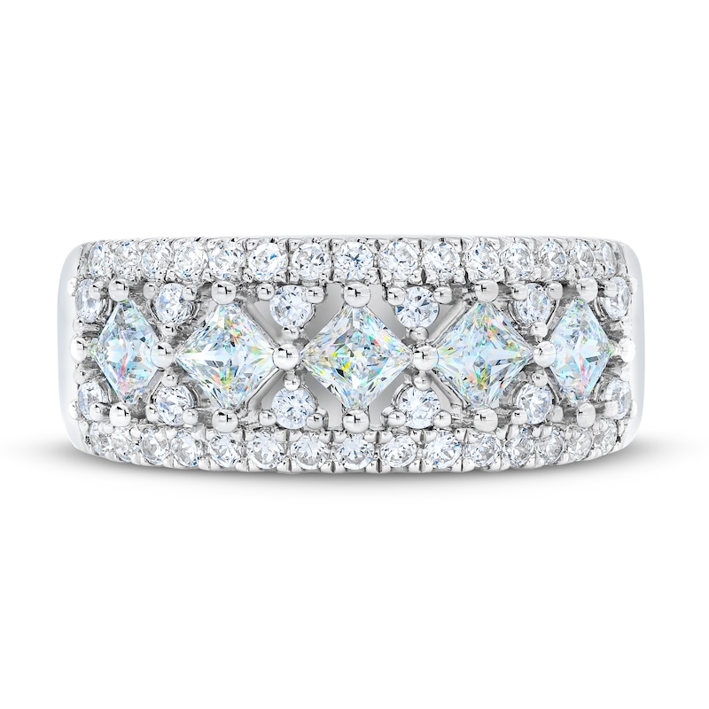 Main Image 3 of THE LEO First Light Diamond Princess & Round-Cut Anniversary Ring 1-1/2 ct tw 14K White Gold