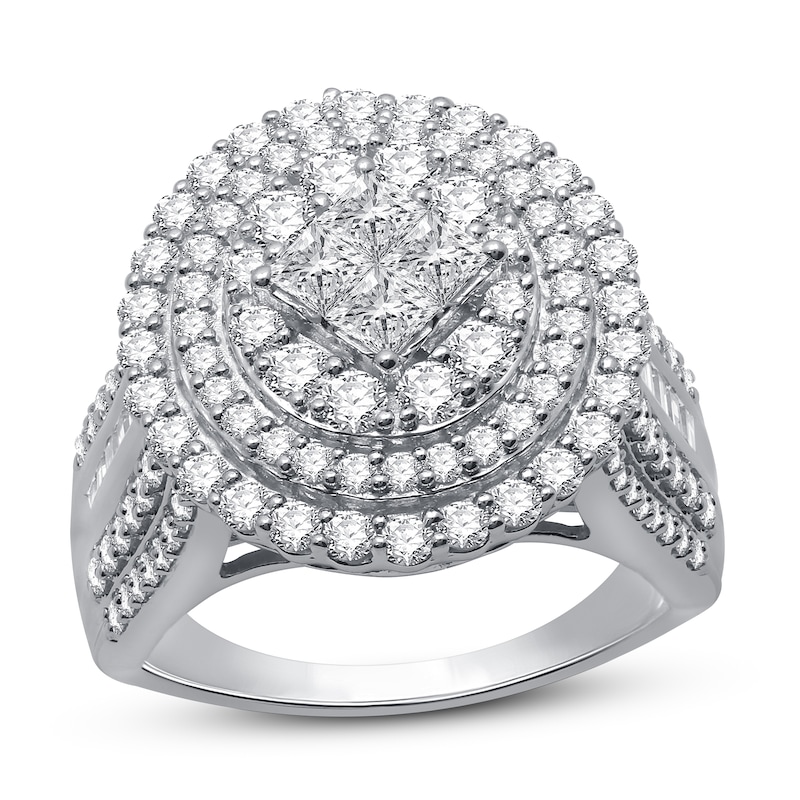 Main Image 1 of Diamond Engagement Ring 2 ct tw Princess, Round & Baguette 10K White Gold