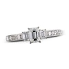 Thumbnail Image 0 of Three-Stone Diamond Engagement Ring 7/8 ct tw Emerald, Baguette, Round & Princess 14K White Gold