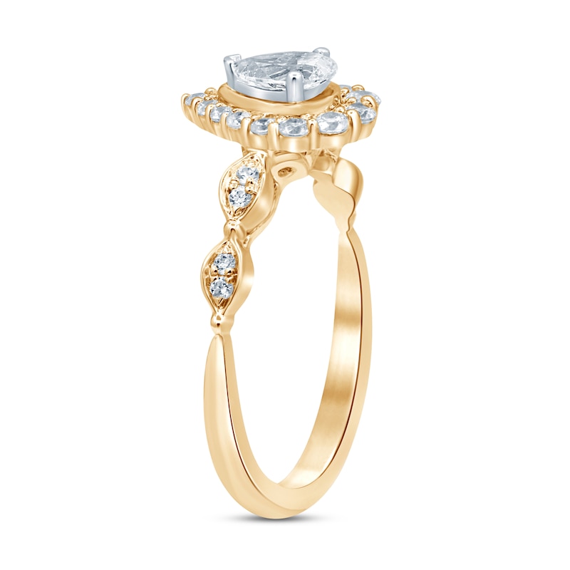 Main Image 2 of Diamond Engagement Ring 5/8 ct tw Pear & Round 14K Yellow Gold