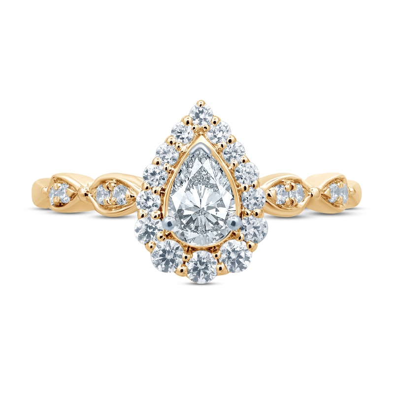 Main Image 3 of Diamond Engagement Ring 5/8 ct tw Pear & Round 14K Yellow Gold