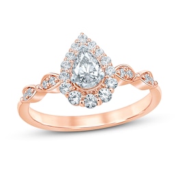 Adore Diamond Engagement Ring 5/8 ct tw Pear & Round 14K Rose Gold