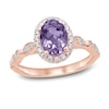 Thumbnail Image 1 of Oval Amethyst Engagement Ring 1/3 ct tw Diamonds 14K Rose Gold