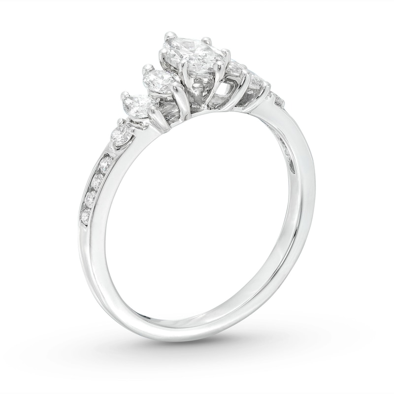 Main Image 2 of Diamond Engagement Ring 7/8 ct tw Marquise & Round 14K White Gold