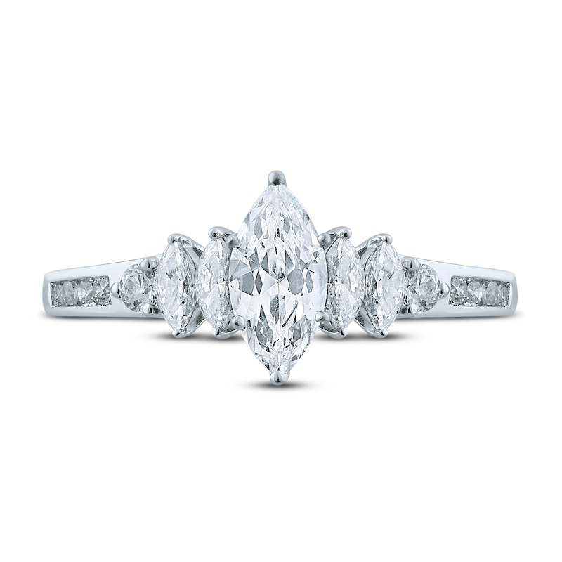 Main Image 3 of Diamond Engagement Ring 7/8 ct tw Marquise & Round 14K White Gold