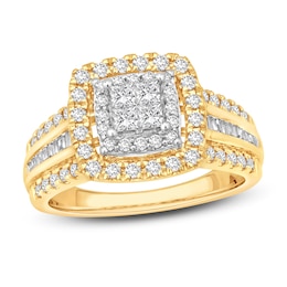 Multi-Diamond Engagement Ring 1 ct tw Princess, Round & Baguette 14K Two-Tone Gold