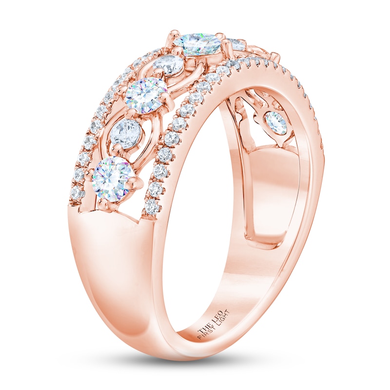 Main Image 2 of THE LEO First Light Diamond Princess & Round-Cut Anniversary Ring 1 ct tw 14K Rose Gold