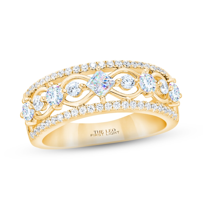 Main Image 1 of THE LEO First Light Diamond Princess & Round-Cut Anniversary Ring 1 ct tw 14K Yellow Gold