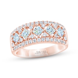 THE LEO First Light Diamond Princess & Round-Cut Anniversary Ring 1-1/2 ct tw 14K Rose Gold