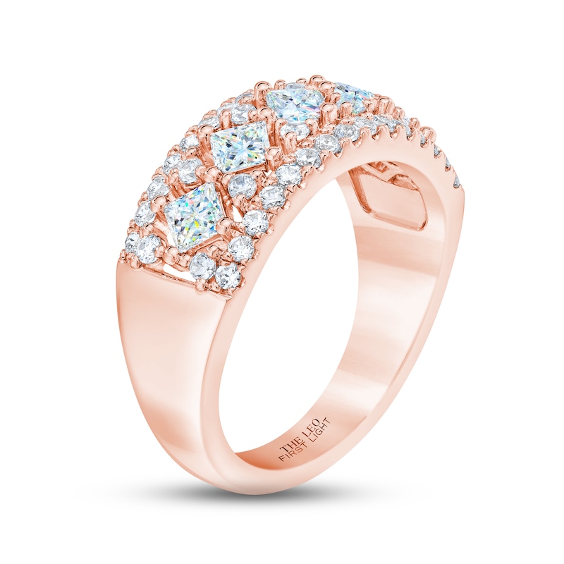 Main Image 2 of THE LEO First Light Diamond Princess & Round-Cut Anniversary Ring 1-1/2 ct tw 14K Rose Gold