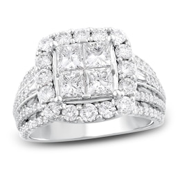 Adore Diamond Engagement Ring 3 ct tw Princess/Round/Baguette-Cut 14K White Gold