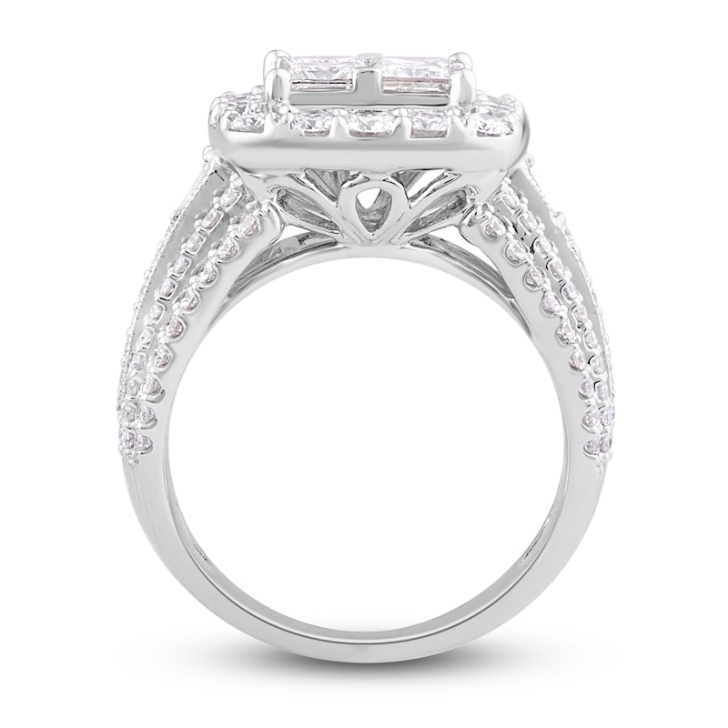 Diamond Bridal Set 3 carats tw Princess, Baguette & Round 14K White Gold