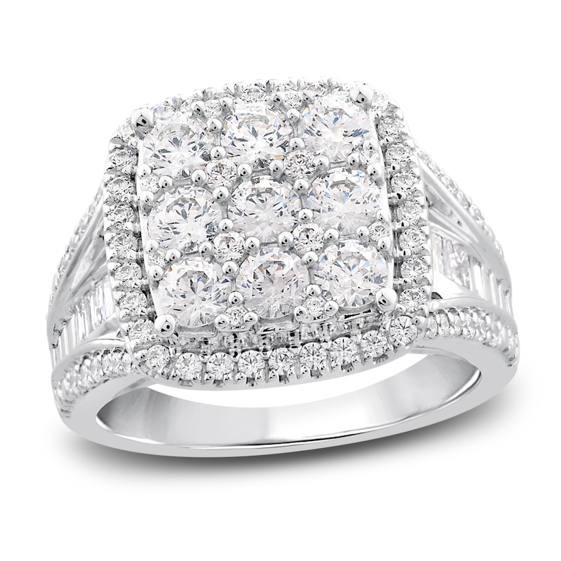 Main Image 1 of Diamond Engagement Ring 2-1/2 ct tw Round & Baguette-Cut 14K White Gold