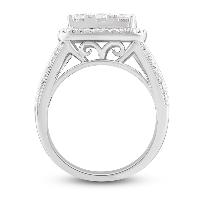 Main Image 3 of Diamond Engagement Ring 2-1/2 ct tw Round & Baguette-Cut 14K White Gold