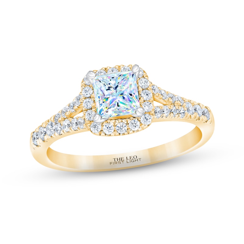 Main Image 1 of THE LEO First Light Diamond Princess-Cut Engagement Ring 3/4 ct tw 14K Yellow Gold