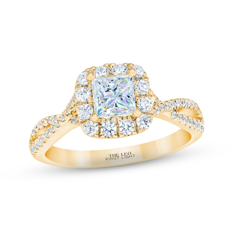 Main Image 1 of THE LEO First Light Diamond Princess-Cut Engagement Ring 1-1/8 ct tw 14K Yellow Gold