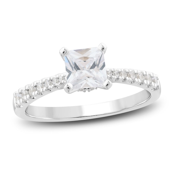 Diamond Solitaire GIA Engagement Ring 1-1/2 ct tw Princess/Round-Cut 14K White Gold