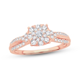 Diamond Engagement Ring 1/2 ct tw Round-cut 10K Rose Gold