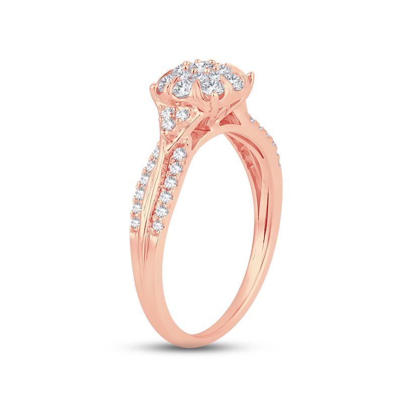 Diamond Engagement Ring 1/2 ct tw Round-cut 10K Rose Gold