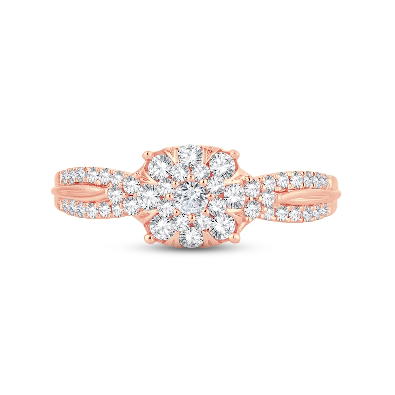 Diamond Engagement Ring 1/2 ct tw Round-cut 10K Rose Gold