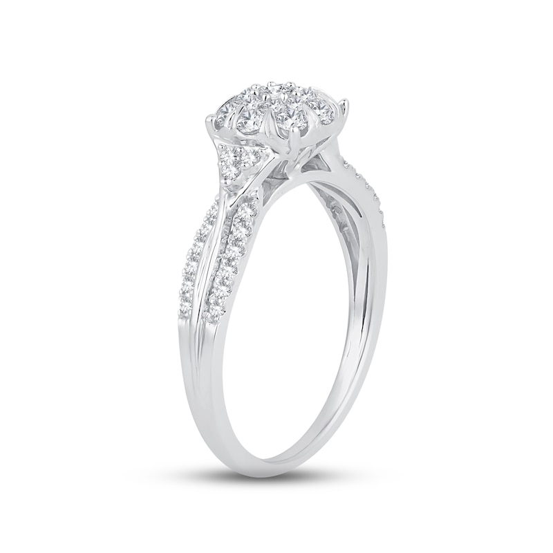 Main Image 2 of Diamond Engagement Ring 1/2 ct tw Round-cut 10K White Gold