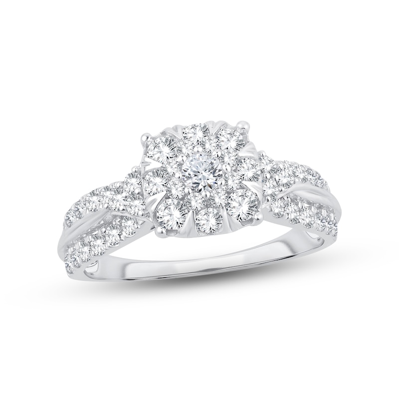 Main Image 1 of Diamond Engagement Ring 1 ct tw Round-cut 10K White Gold