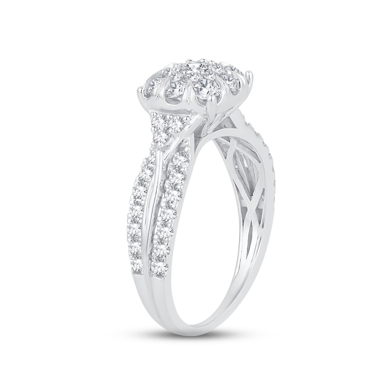 Main Image 2 of Diamond Engagement Ring 1 ct tw Round-cut 10K White Gold