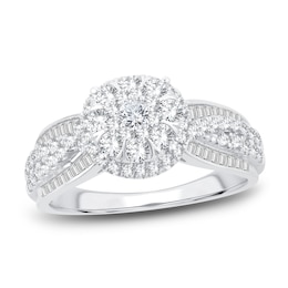 Adore Diamond Engagement Ring 1 ct tw Round & Baguette-cut 10K White Gold